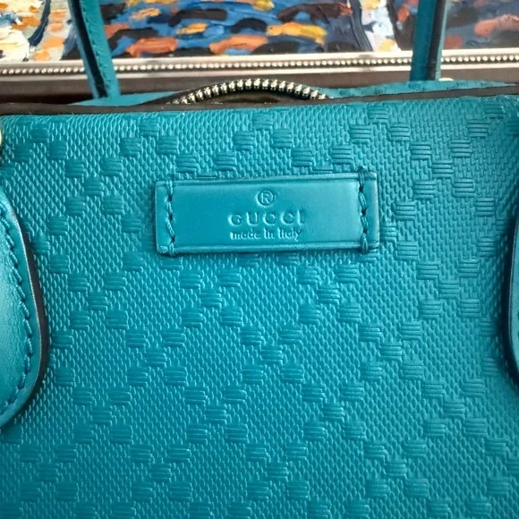 Gucci Teal Calf Leather Diamanté Satchel - Picture 3 of 10